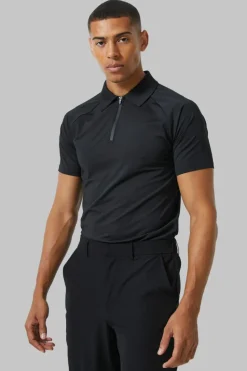 Outlet boohooMAN Man Active Golf Slim Fit Polo black