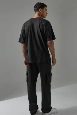 New boohooMAN Man Active Graffiti One More Rep Oversized T-shirt black