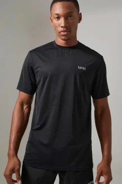 Outlet boohooMAN Man Active Grid T-shirt black