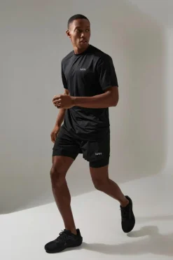 Outlet boohooMAN Man Active Grid T-shirt black