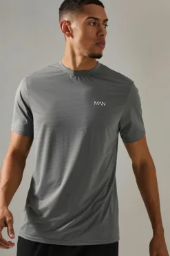 Cheap boohooMAN Man Active Grid T-shirt charcoal