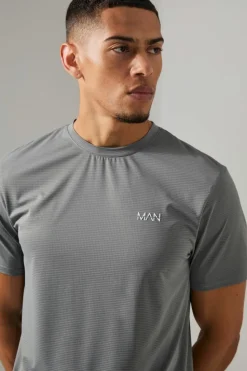 Cheap boohooMAN Man Active Grid T-shirt charcoal