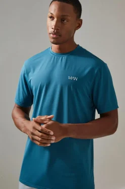 New boohooMAN Man Active Grid T-shirt teal