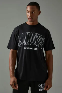 New boohooMAN Man Active Gym Championship Regular Fit T-shirt black