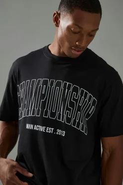 New boohooMAN Man Active Gym Championship Regular Fit T-shirt black