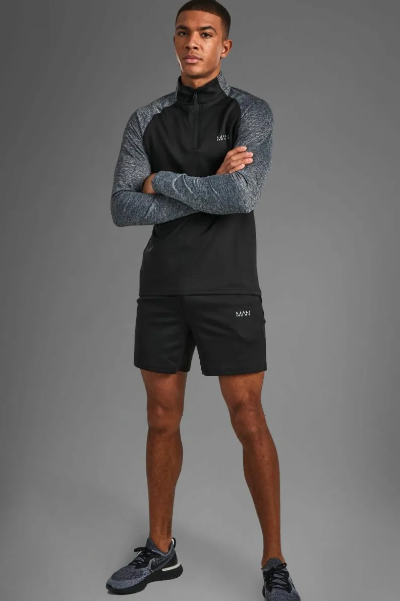 Best Sale boohooMAN Man Active Gym Funnel Neck Short Set black