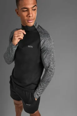 Best Sale boohooMAN Man Active Gym Funnel Neck Short Set black