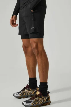 Best Sale boohooMAN Man Active Gym 5inch 2-in-1 Regular Fit Short black