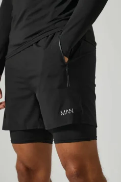 Best Sale boohooMAN Man Active Gym 5inch 2-in-1 Regular Fit Short black