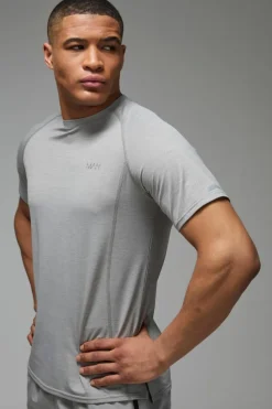 Flash Sale boohooMAN Man Active Gym Lightweight Marl T-Shirt grey marl