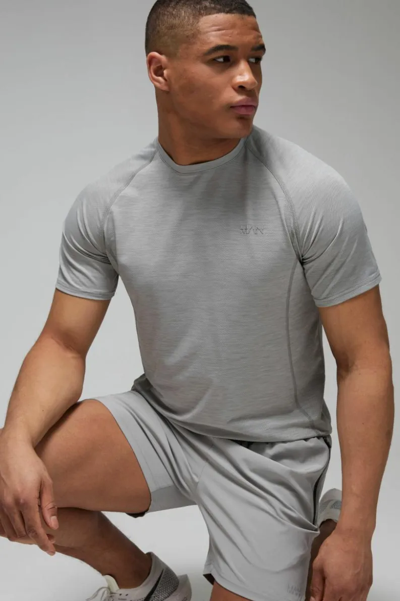 Flash Sale boohooMAN Man Active Gym Lightweight Marl T-Shirt grey marl