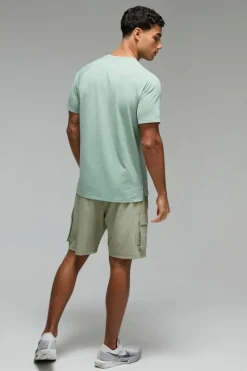Shop boohooMAN Man Active Gym Lightweight Marl T-Shirt sage