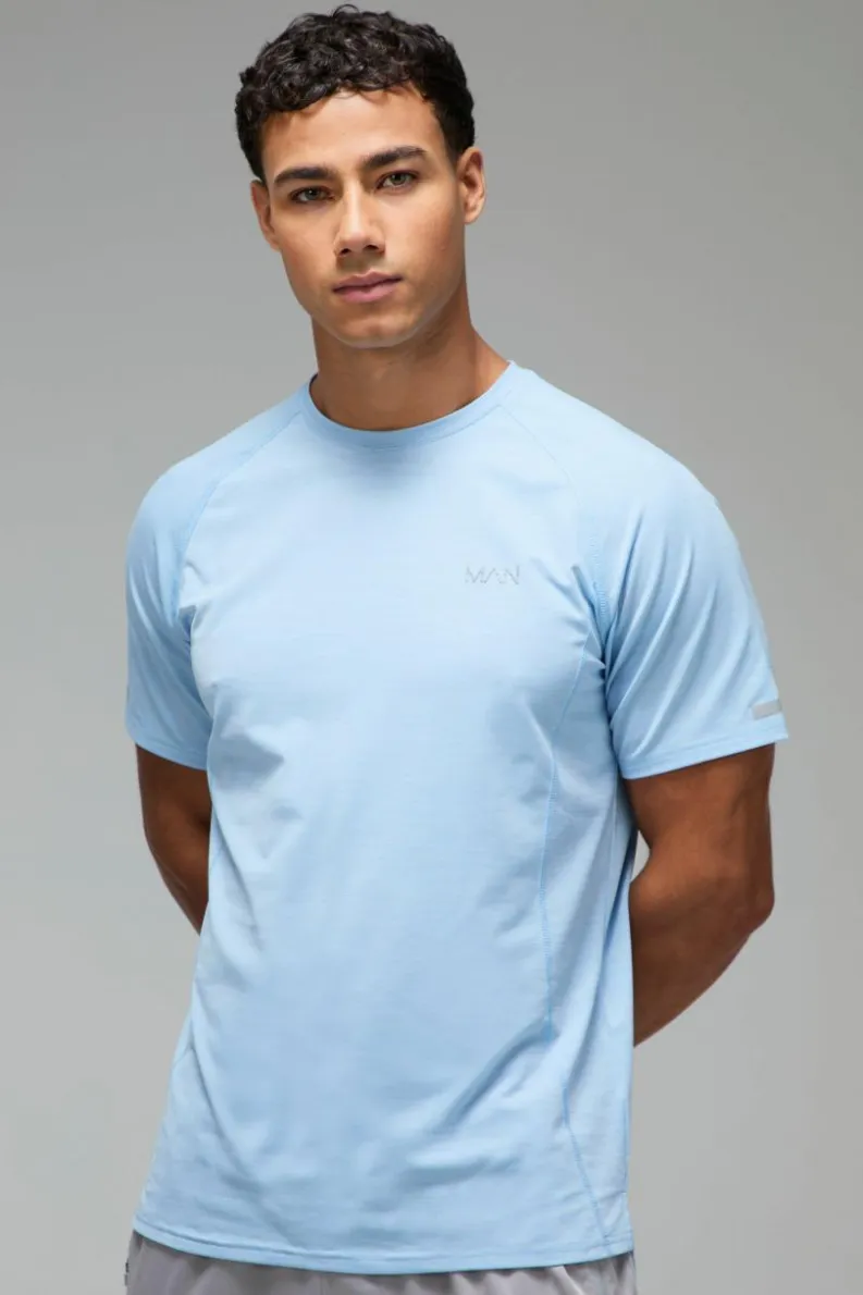 Discount boohooMAN Man Active Gym Lightweight Marl T-Shirt light blue