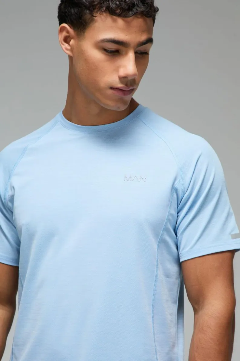 Discount boohooMAN Man Active Gym Lightweight Marl T-Shirt light blue