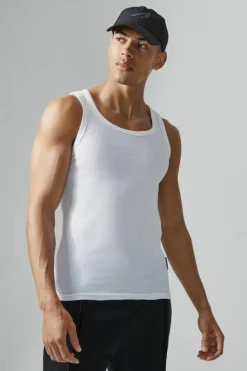 Online boohooMAN Man Active Gym Muscle Fit 2 Pack Ribbed Vests multi