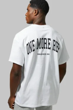 Discount boohooMAN MAN ACTIVE GYM OVERSIZED ONE MORE REP T-SHIRT white