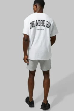 Discount boohooMAN MAN ACTIVE GYM OVERSIZED ONE MORE REP T-SHIRT white