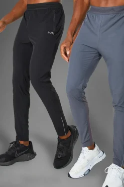 Cheap boohooMAN Man Active Gym 2 Pack Lightweight Tapered Jogger black