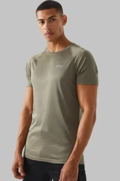 Hot boohooMAN Man Active Gym Raglan T-Shirt khaki