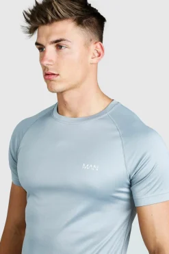 Hot boohooMAN Man Active Gym Raglan T-Shirt khaki