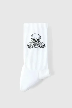 Outlet boohooMAN Man Active Gym Skull Crew Socks white
