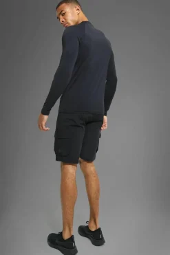 Outlet boohooMAN Man Active Gym Tech Long Sleeve Muscle Fit Top black