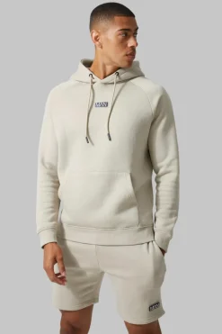 Sale boohooMAN Man Active Gym Training Hoodie & Short Set taupe