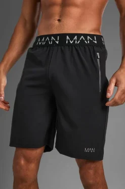 Best boohooMAN Man Active Gym Zip Pocket Regular Fit 5inch Shorts black
