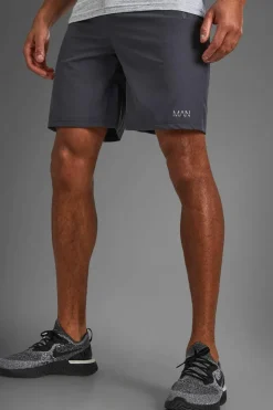 Best Sale boohooMAN Man Active Gym Zip Pocket Regular Fit 5inch Shorts charcoal