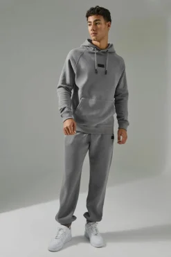 Best Sale boohooMAN Man Active Hoodie & Jogger Tracksuit charcoal