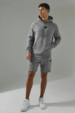 Flash Sale boohooMAN Man Active Hoodie & Short Tracksuit charcoal