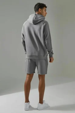 Flash Sale boohooMAN Man Active Hoodie & Short Tracksuit charcoal