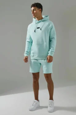 Cheap boohooMAN Man Active Hoodie & Short Tracksuit sage