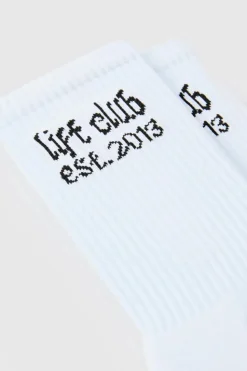 Discount boohooMAN Man Active Lift Club Crew Socks white