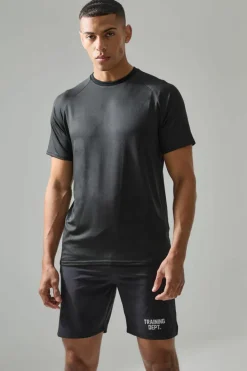 Store boohooMAN Man Active Lightweight Essentials Gym Raglan T-shirt black