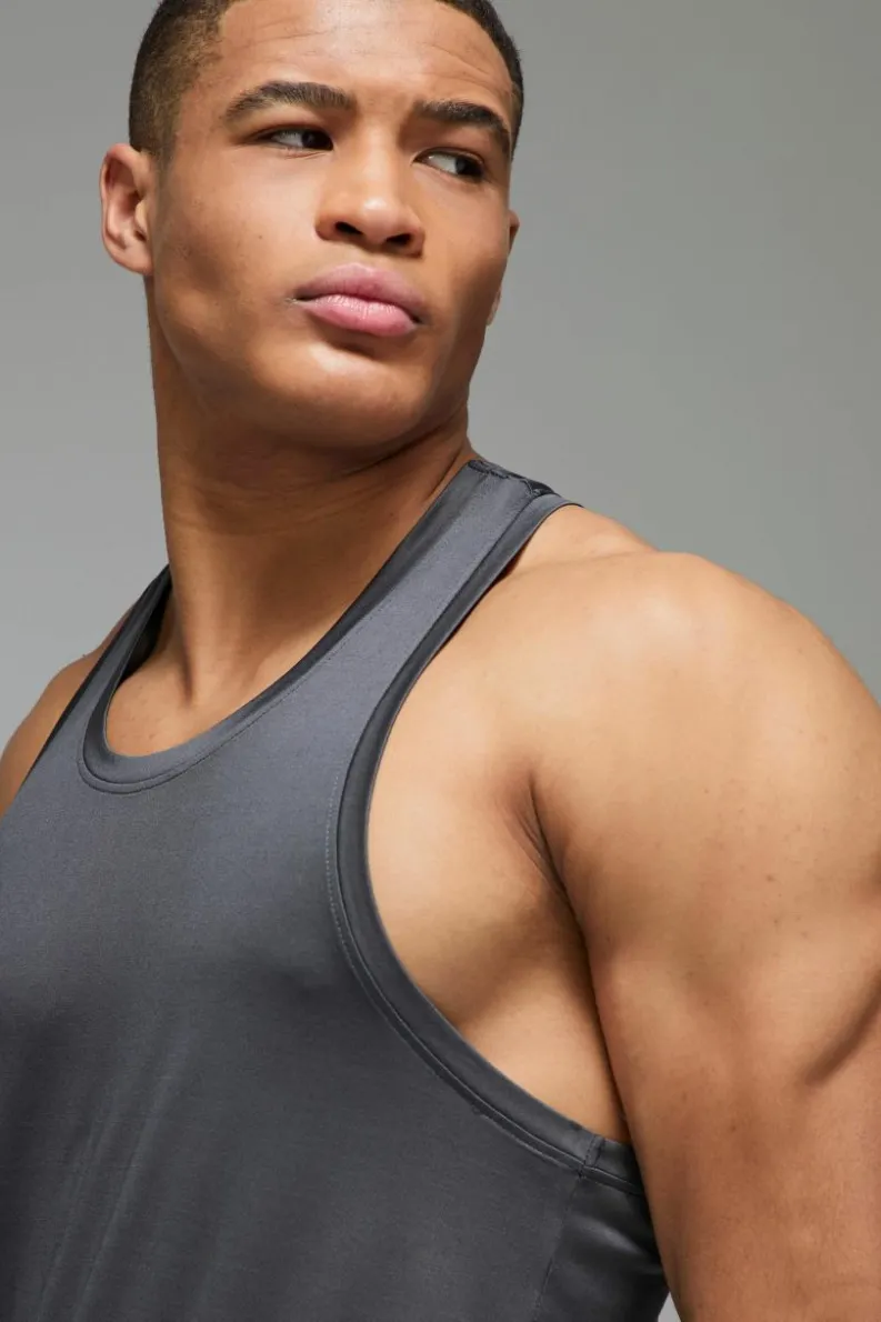 Cheap boohooMAN Man Active Lightweight Essentials Gym Vest charcoal
