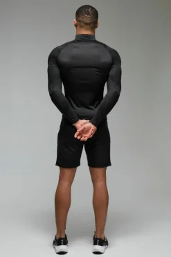 Cheap boohooMAN Man Active Lightweight Essentials Gym Raglan Muscle Fit 1/4 Zip black