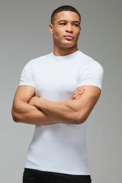 Hot boohooMAN Man Active Lightweight Essentials Gym Muscle Fit Raglan T-shirt white
