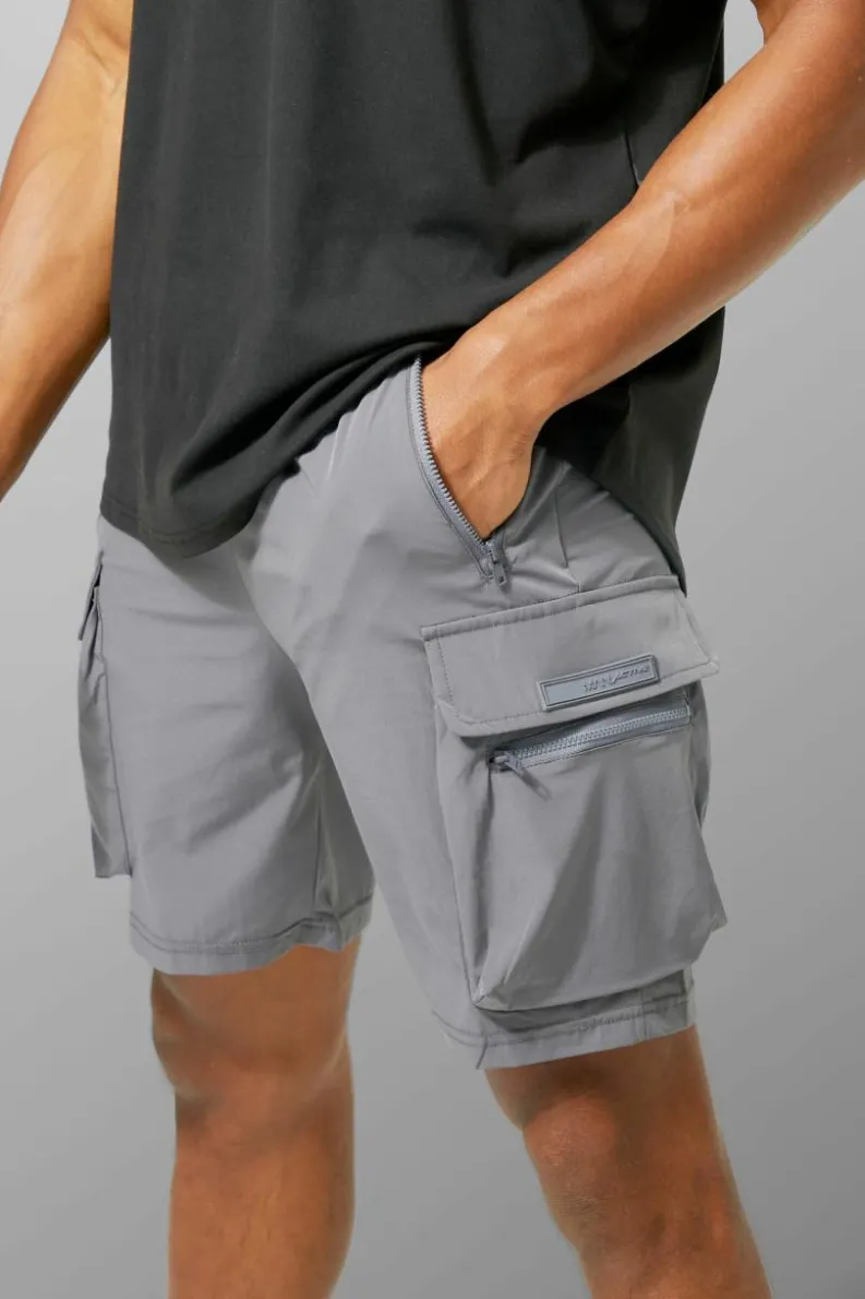 Clearance boohooMAN Man Active Lightweight 5inch Slim Cargo Shorts charcoal