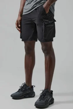 Clearance boohooMAN Man Active Lightweight 2 Pack 5inch Cargo Shorts multi