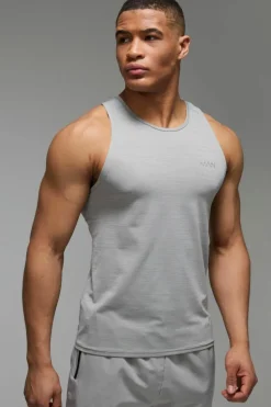 Flash Sale boohooMAN Man Active Lightweight Performance Slim Fit Marl Gym Tank grey marl