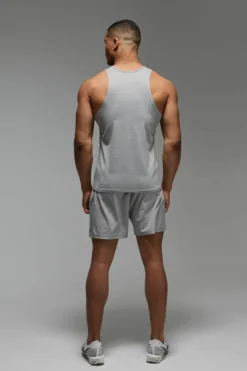 Flash Sale boohooMAN Man Active Lightweight Performance Slim Fit Marl Gym Tank grey marl