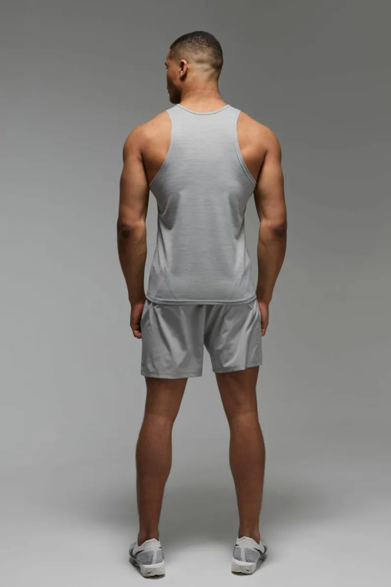 Flash Sale boohooMAN Man Active Lightweight Performance Slim Fit Marl Gym Tank grey marl