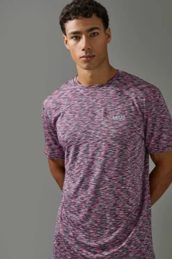New boohooMAN Man Active Lightweight Space Dye Marl Short Sleeve T-shirt multi