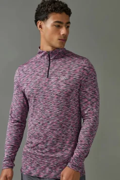 Best boohooMAN Man Active Lightweight Space Dye Marl 1/4 Zip Top multi