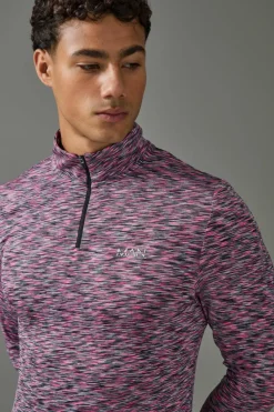 Best boohooMAN Man Active Lightweight Space Dye Marl 1/4 Zip Top multi