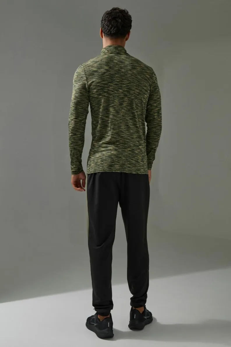 Outlet boohooMAN Man Active Lightweight Space Dye Marl 1/4 Zip Top khaki