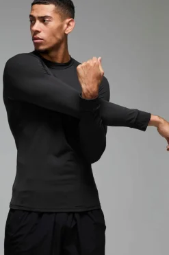 Best Sale boohooMAN Man Active Long Sleeved High Neck Base Layer black
