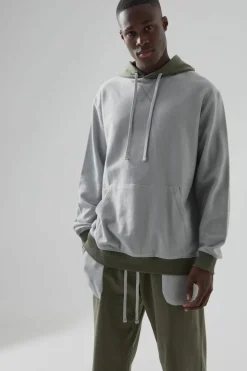 Store boohooMAN Man Active Loopback Colour Block Tracksuit khaki