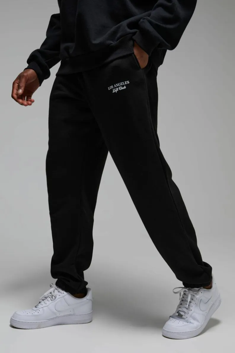 Online boohooMAN Man Active Los Angeles Lift Club Oversized Jogger black